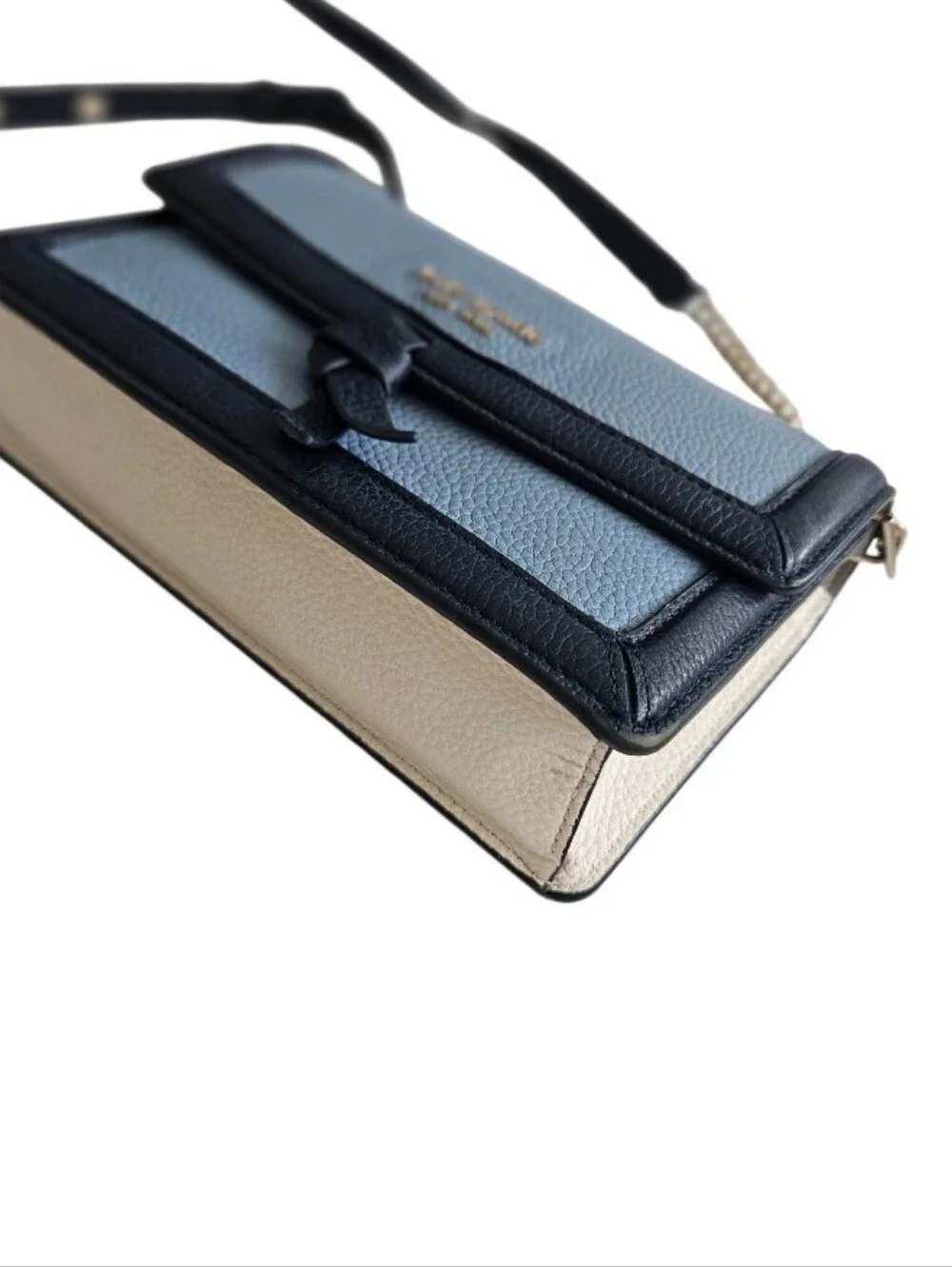 kate spade Colorblocked Flap Two-Tone Light Blue Leather Crossbody Wallet